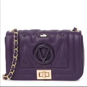 Valentino By Mario Valentino Beatrix Leather Crossbody Bag Color BlackBerry